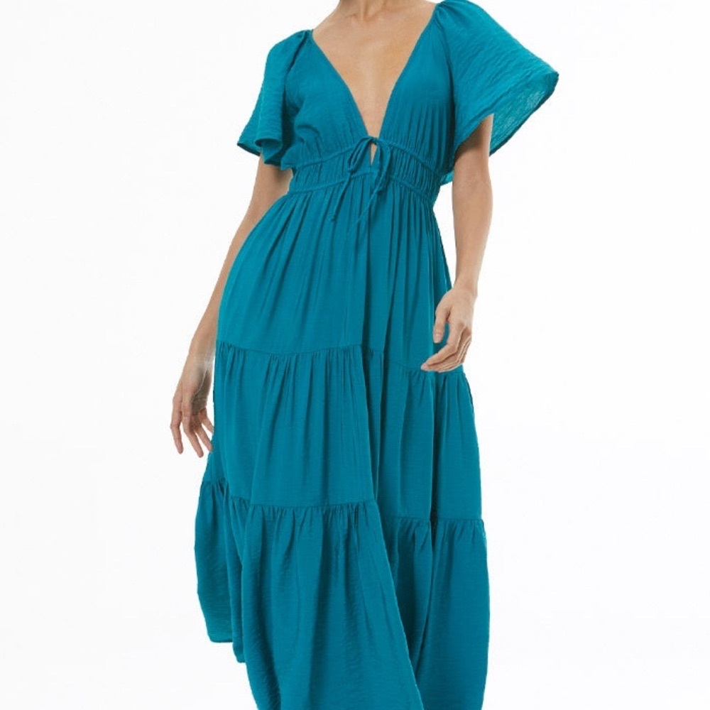 NWT- Young Fabulous & Broke Blue Ruffled Tiered Maxi Sundress